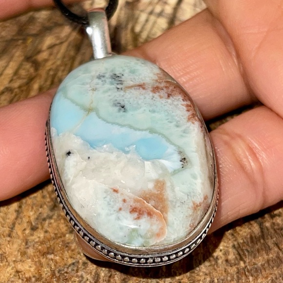 Dominican Republic Caribbean Larimar Pendant 2” - Picture 9 of 16